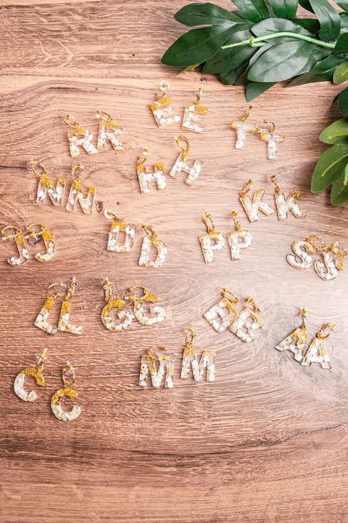 At First Glance Initial Drop Hoop Earrings