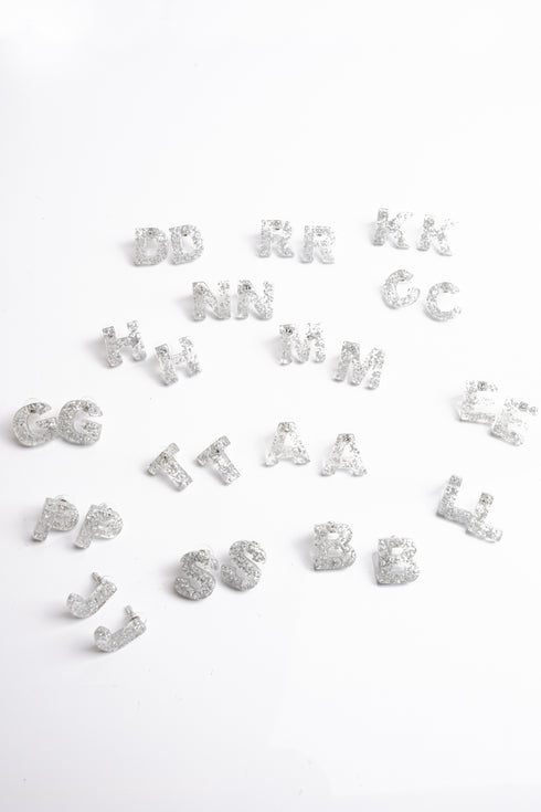 A New Chapter Silver Fleck Initial Earrings