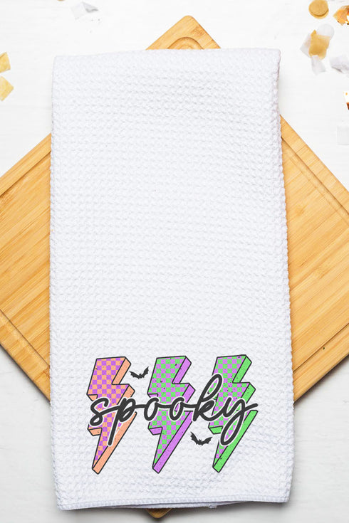 Spooky Neon Lightning Waffle Kitchen Towel
