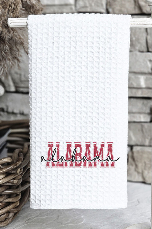 Alabama Script Waffle Kitchen Towel