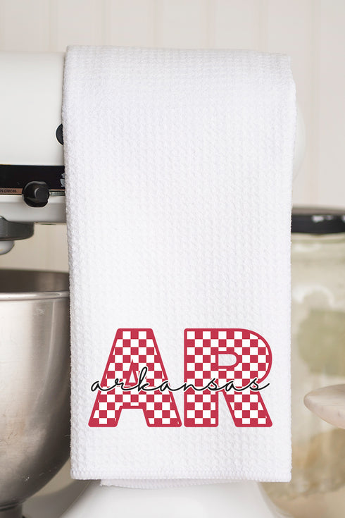 Arkansas Checkered Waffle Kitchen Towel