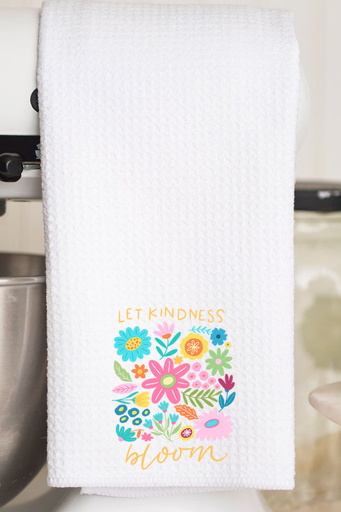 Boho Let Kindness Bloom Waffle Kitchen Towel