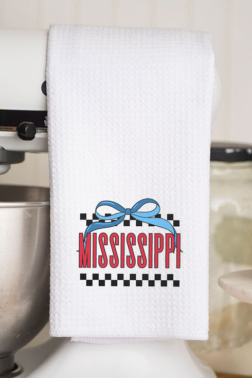 Bow Mississippi Check Waffle Kitchen Towel