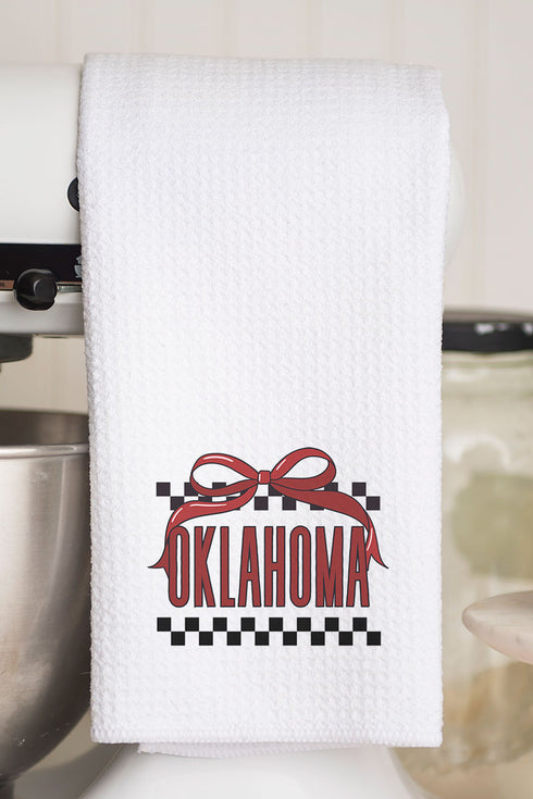 Bow Oklahoma Check Waffle Kitchen Towel
