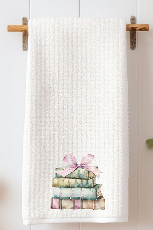 Bows And Books Waffle Kitchen Towel