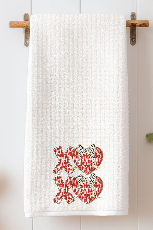 Brushed XOXO Love Waffle Kitchen Towel