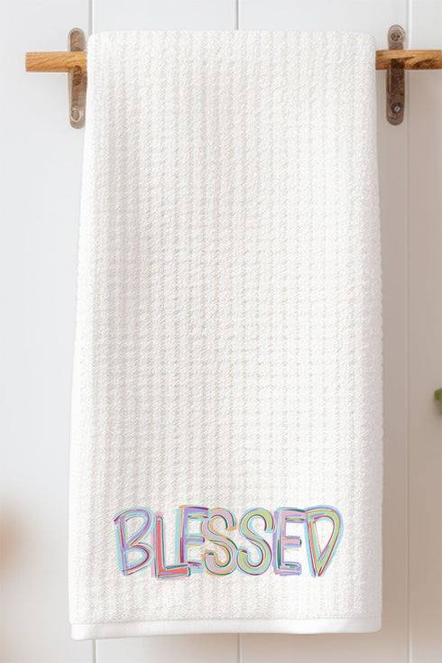 Brushstroke Blessed Waffle Kitchen Towel