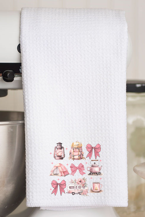 Camping Coquette Waffle Kitchen Towel