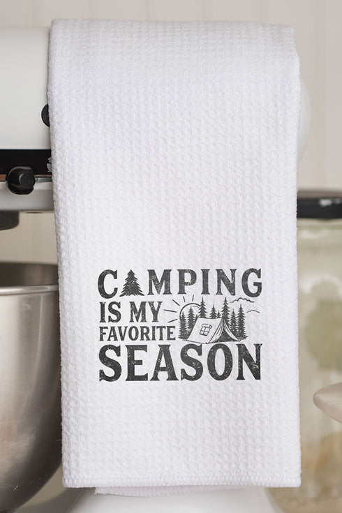 Camping Is My Favorite Season Waffle Kitchen Towel