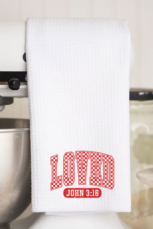 Checkered Loved Waffle Kitchen Towel