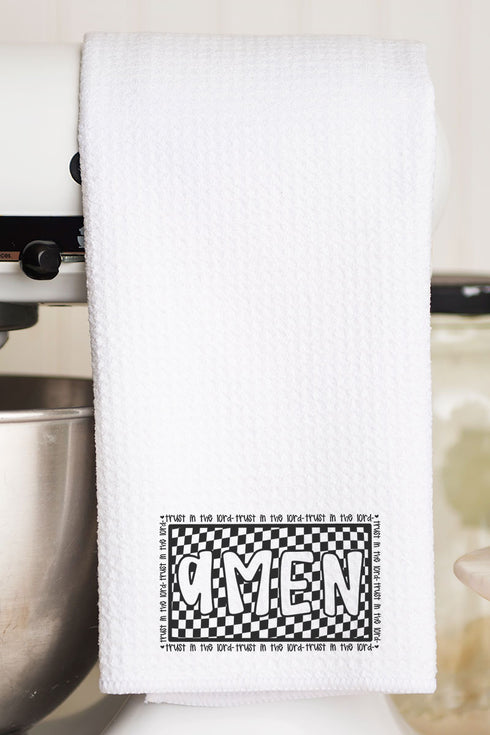 Checkered Trust In The Lord Waffle Kitchen Towel
