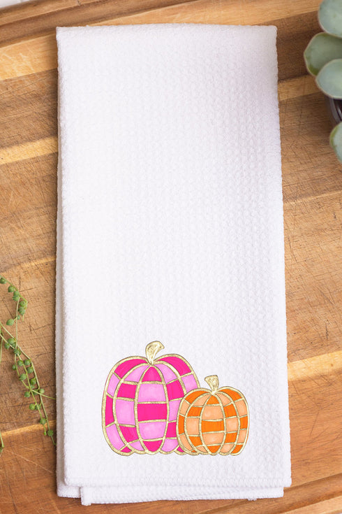 Check Us Out Pumpkins Waffle Kitchen Towel