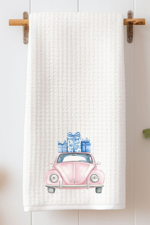 Chinoiserie Christmas Delivery Waffle Kitchen Towel