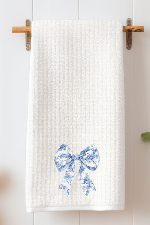 Chinoiserie Coquette Bow Waffle Kitchen Towel