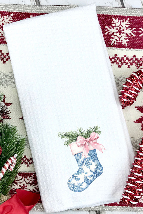 Chinoiserie Stocking Waffle Kitchen Towel