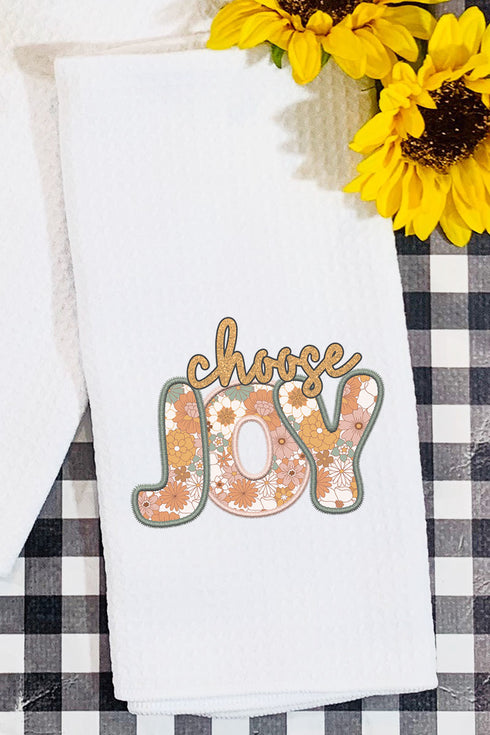 Choose Joy Faux Embroidery Transfer Waffle Kitchen Towel