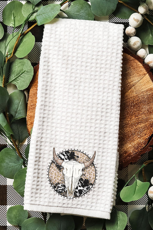 Circle Leopard Steer Waffle Kitchen Towel