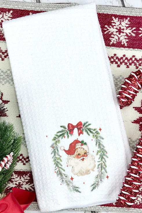 Classic Santa Coquette Waffle Kitchen Towel