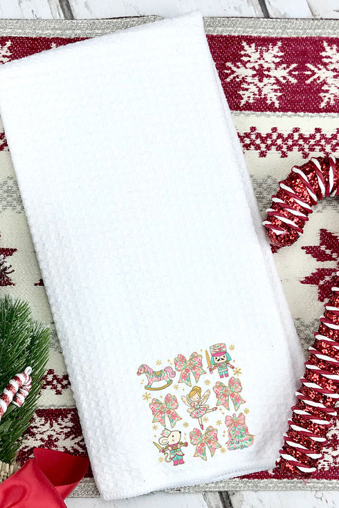 Collage Nutcracker Preppy Blossom Waffle Kitchen Towel