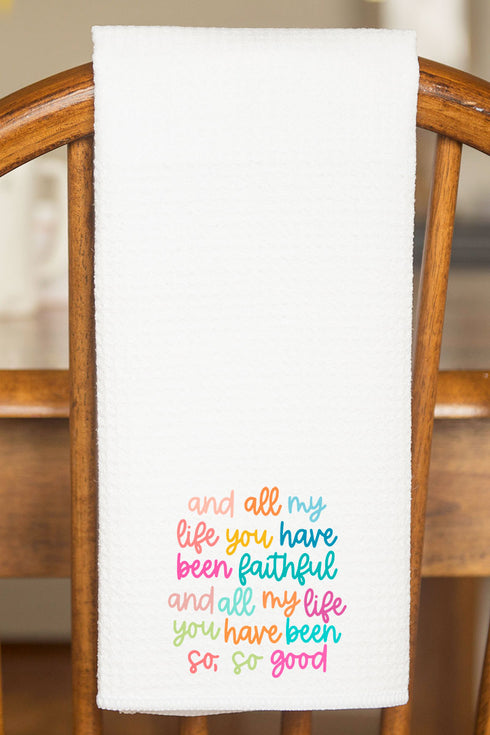 Colorful Always Faithful Waffle Kitchen Towel