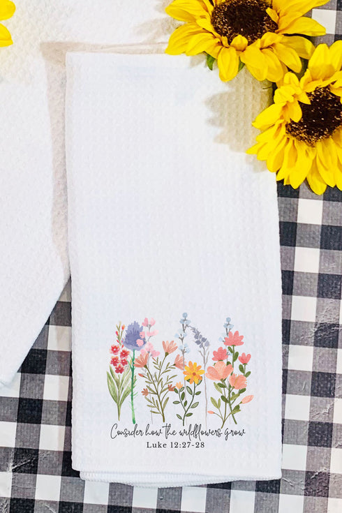 Consider How The Wildflowers Grow Waffle Kitchen Towel