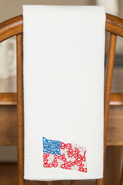 Coquette Collage American Flag Waffle Kitchen Towel