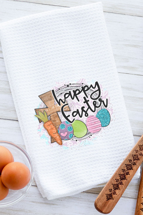 Cross Happy Easter Waffle Kitchen Towel