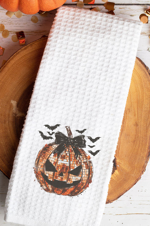 Disco Jack-O-Lantern Waffle Kitchen Towel