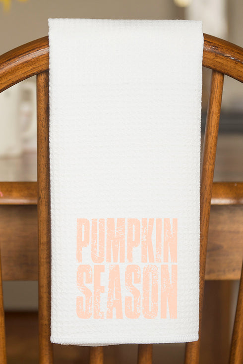 Distressed Pumpkin Season Waffle Kitchen Towel