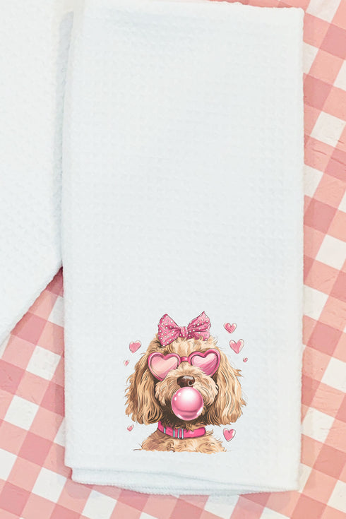 Doodle Dog Hearts Waffle Kitchen Towel
