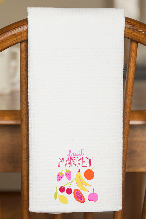 Doodle Fruit Market Waffle Kitchen Towel