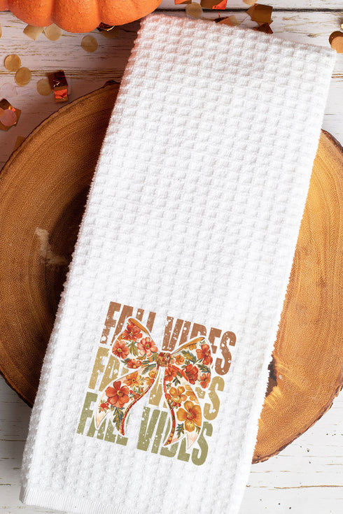 Fall Vibes Floral Coquette Waffle Kitchen Towel