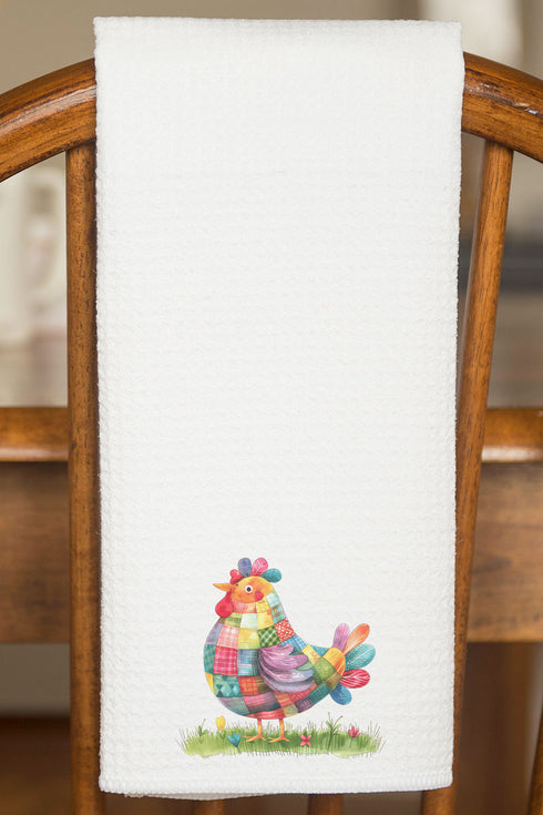 Faux Patchwork Chicken Waffle Kitchen Towel