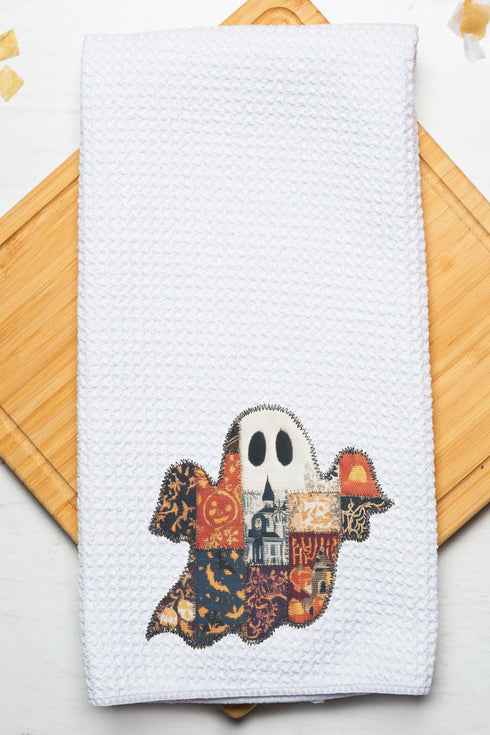 Faux Patchwork Ghost Waffle Kitchen Towel