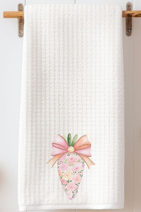Floral Spring Carrot Waffle Kitchen Towel