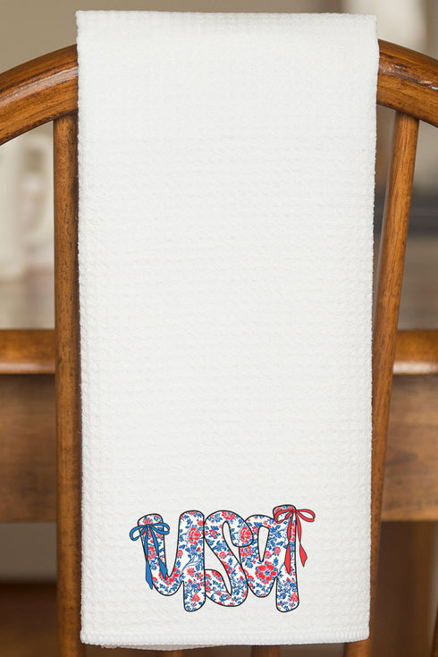 Floral USA Waffle Kitchen Towel
