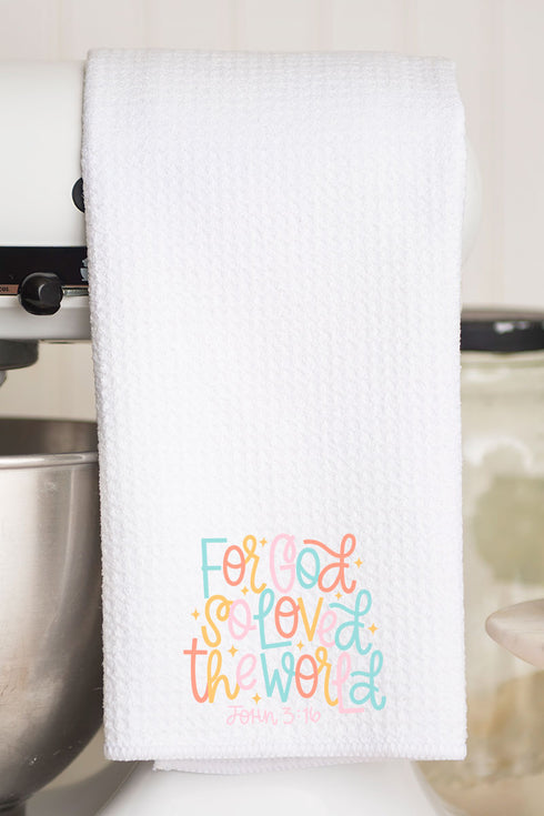 For God So Loved The World Waffle Kitchen Towel