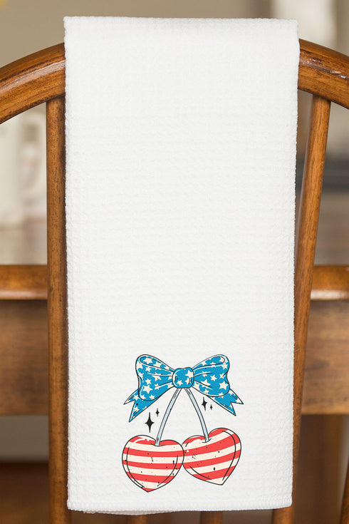 Freedom Cherries Waffle Kitchen Towel
