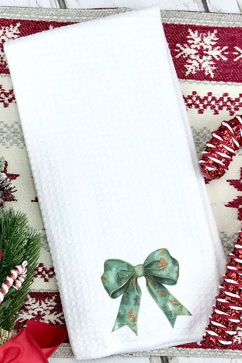 Garland Green Coquette Bow Waffle Kitchen Towel