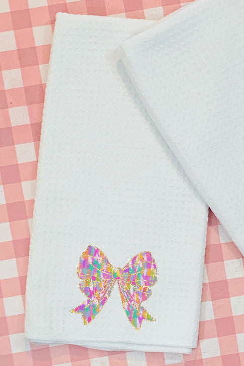 Glitzy Brushed Coquette Waffle Kitchen Towel