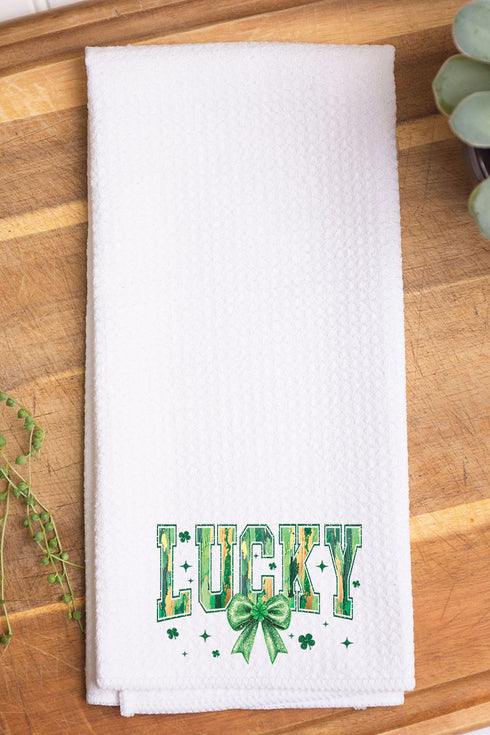 Glitzy Brushed Lucky Waffle Kitchen Towel