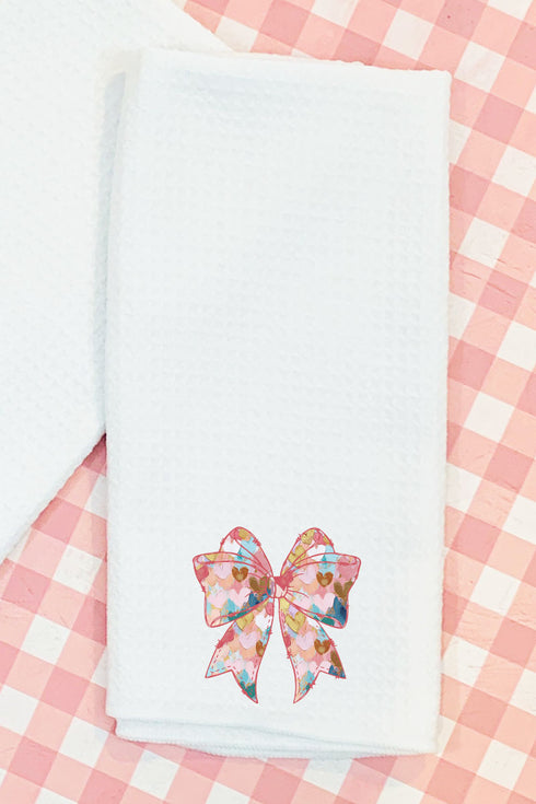 Glitzy Heart Coquette Waffle Kitchen Towel