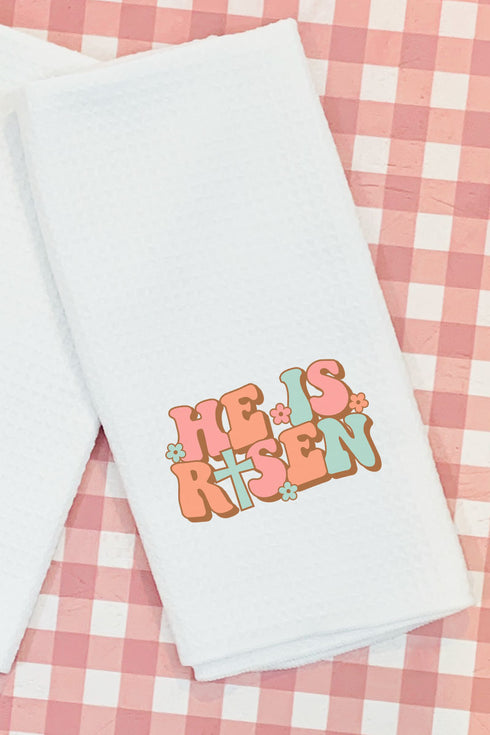 Groovy He Is Risen Waffle Kitchen Towel