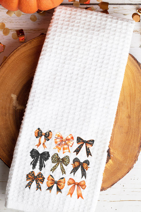 Halloween Coquette Bows Waffle Kitchen Towel