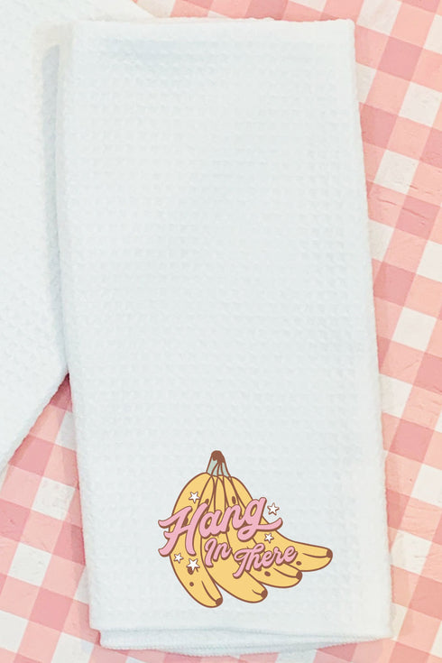Hang In There Bananas Waffle Kitchen Towel