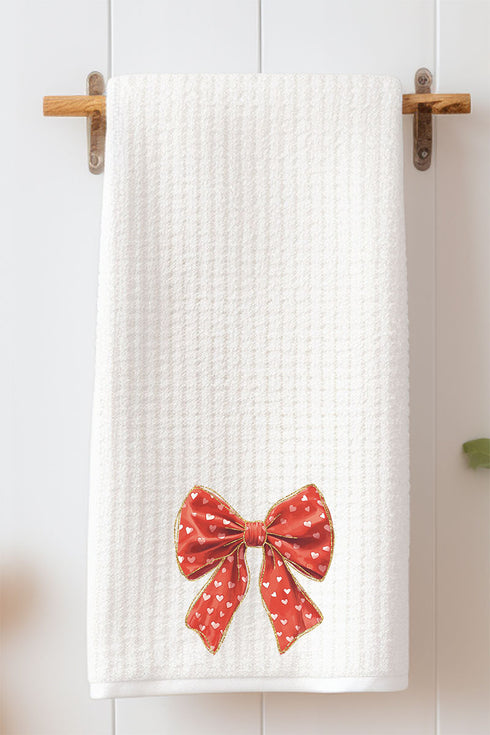 Heartfelt Coquette Waffle Kitchen Towel