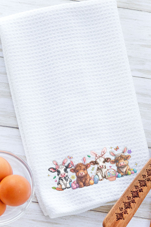 Highland Egg Hunt Waffle Kitchen Towel