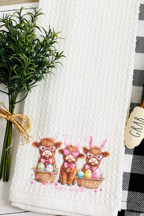 Hoppy Highland Easter Waffle Kitchen Towel Waffle Kitchen Towel