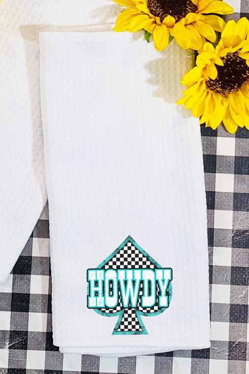 Howdy Checkered Spades Waffle Kitchen Towel