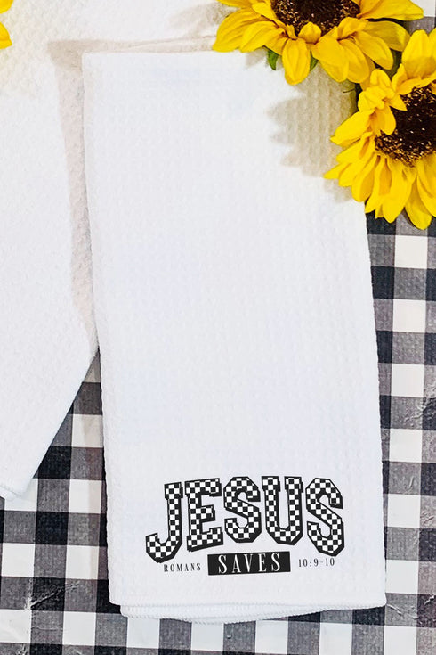 Jesus Saves Waffle Kitchen Towel